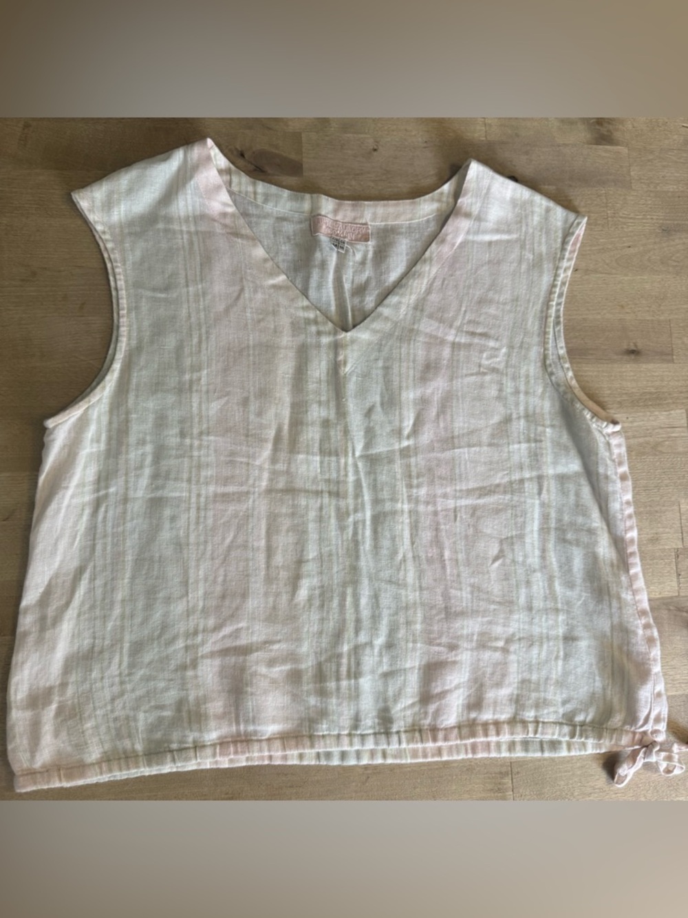 Lin N Laundry linen Women's Light Pink and aqua striped  Tank Top